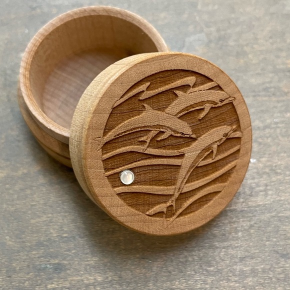 Laser Cut Wooden Dolphin Trinket Box - Picture 2 of 5